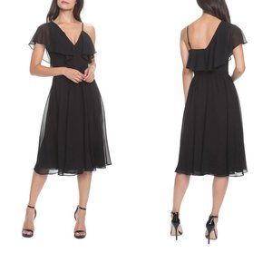 NWT Dress the Population Claudia Chiffon Dress in Black | Sz M